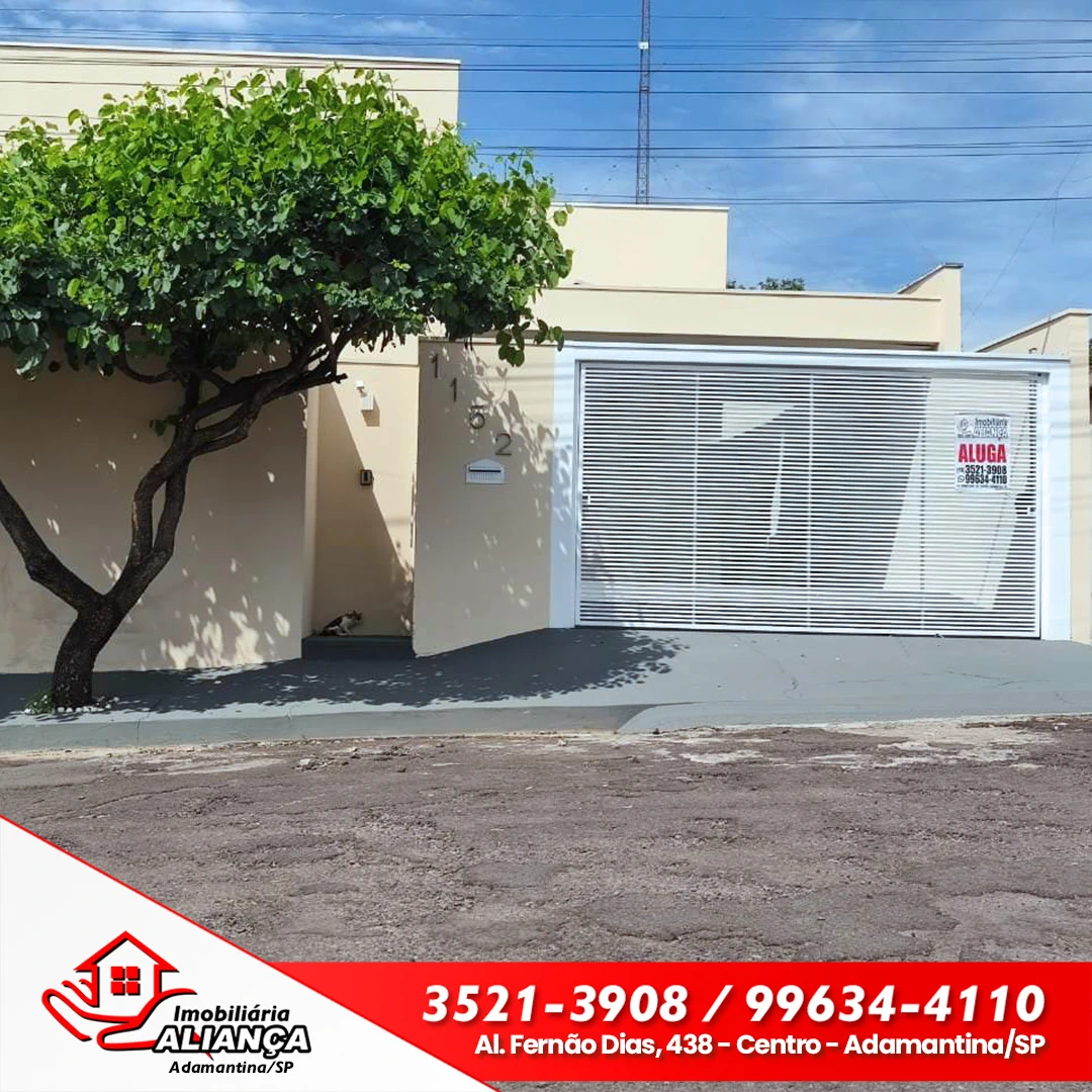 Casa com 2 quartos e 1 suíte para alugar em Adamantina
